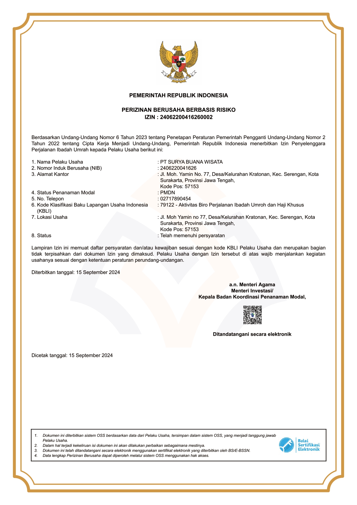 Izin Resmi PPIU Kemenag